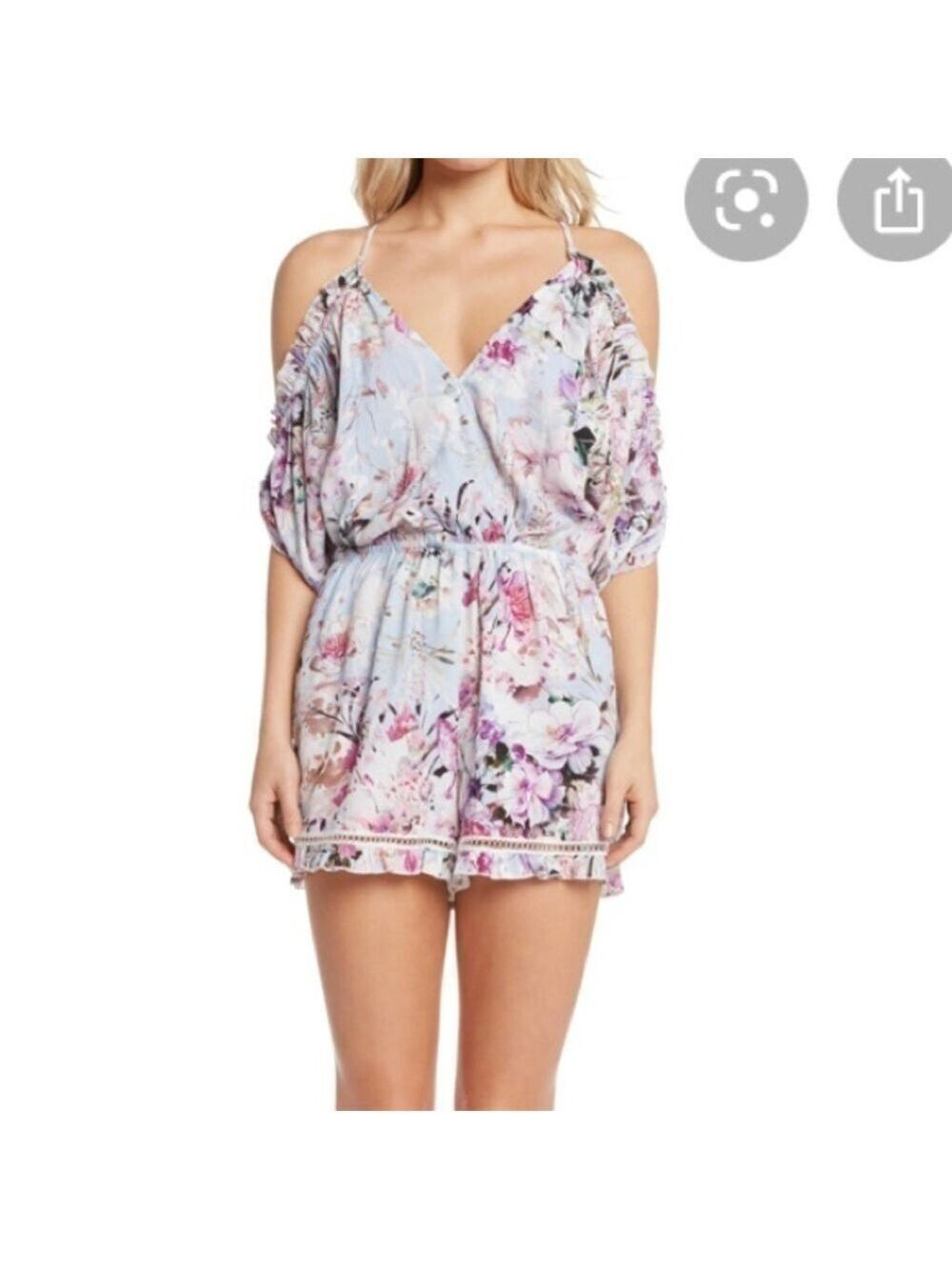 Willow & Clay Lilac Cold Shoulder Floral Romper